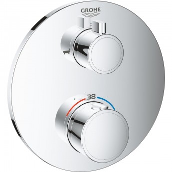 Термостатический смеситель для ванны GROHE GROHTHERM с переключателем на 2 положения ванна-душ, круглая розетка, хром